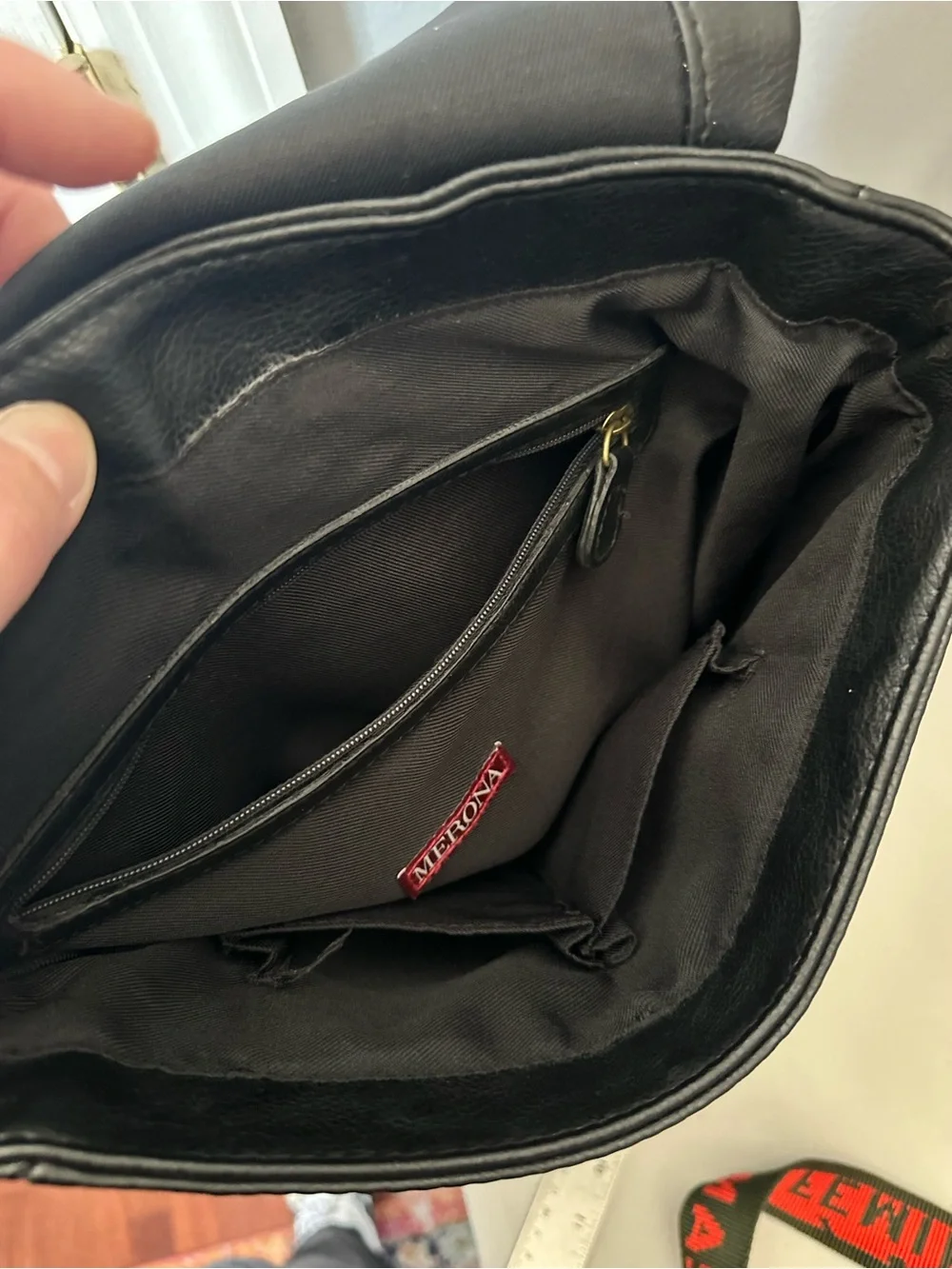 Merona Faux Leather Black Backpack with Adjustable Straps